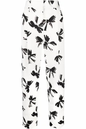 Msgm Pantalon de tailleur droit à imprimé graphique