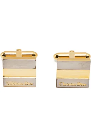 Dior Boutons de manchette bicolores à logo gravé (années 1980)
