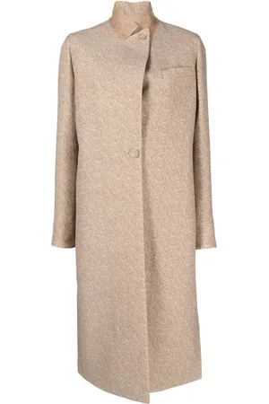 Fendi Manteau en soie et laine mélangées à col montant