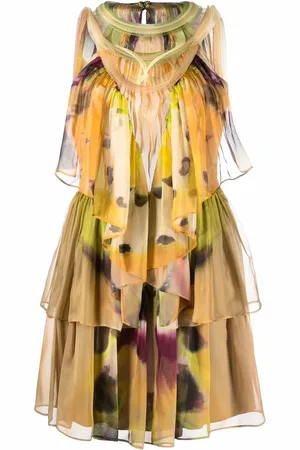 Alberta Ferretti Robe en soie à imprimé abstrait