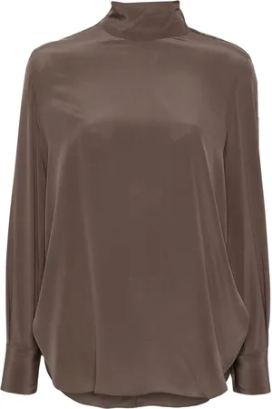 Brunello Cucinelli Blouse en soie à col montant