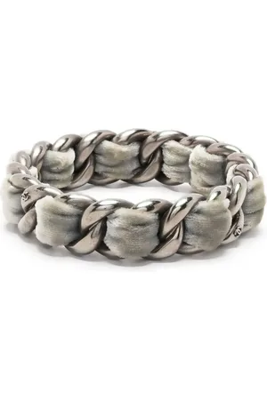 CHANEL Bracelet en velours à détail de chaîne