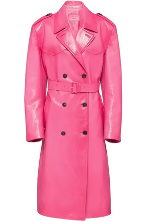 Prada Trench en cuir à boutonnière croisée