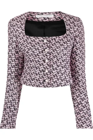 Alessandra Rich Veste crop à motif pied-de-poule