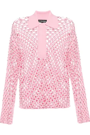 DAVID KOMA Haut transparent brodé de cristaux
