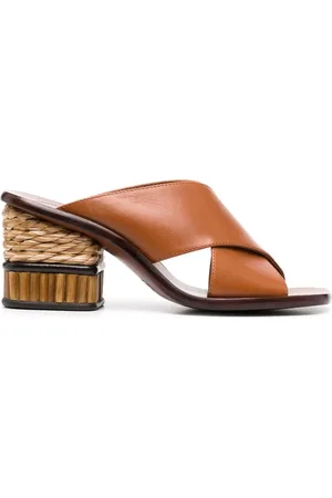 Chloé Mules en cuir à brides croisées