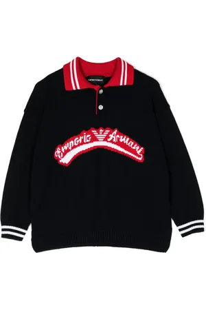 Emporio Armani Pull en coton à logo intarsia