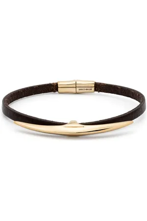 SHAUN LEANE Gold vermeil and leather Arc bracelet