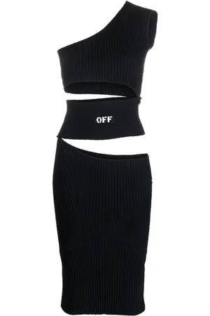OFF-WHITE Robe mi-longue à logo imprimé