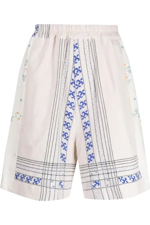 BY WALID Short en lin à broderies