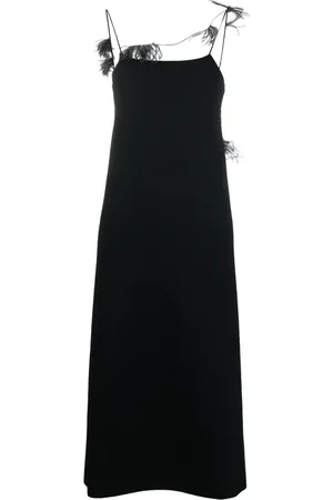 Jil Sander Robe-nuisette bordée de plumes
