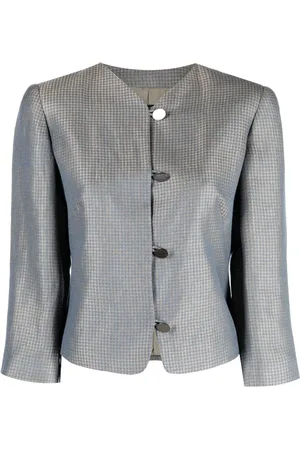 Giorgio Armani Veste sans col à carreaux (années 2000)