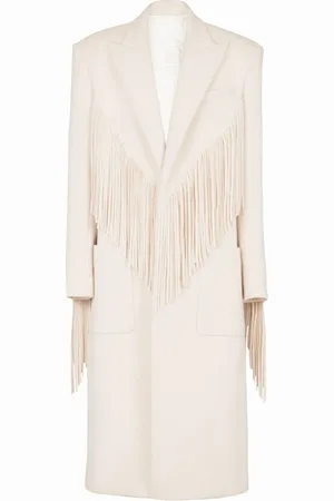 Balmain Manteau frangé à coupe longue