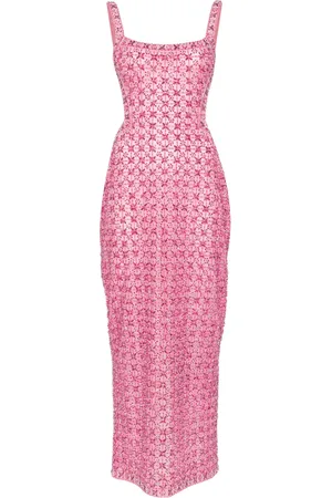 Dina Melwani Robe en résille à ornements en cristal