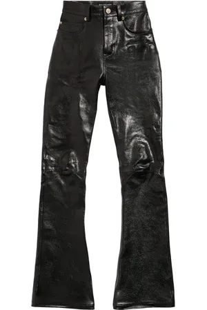 Balenciaga Pantalon en cuir à coupe évasée