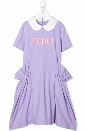 Fendi Robe volantée à logo imprimé
