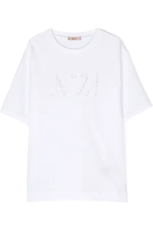 Nº21 T-shirt en coton à logo strassé