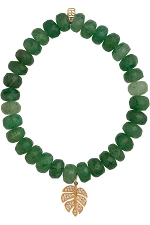 Sydney Evan Pendentif Monstera Leaf en 14ct serti de quartz et de diamants