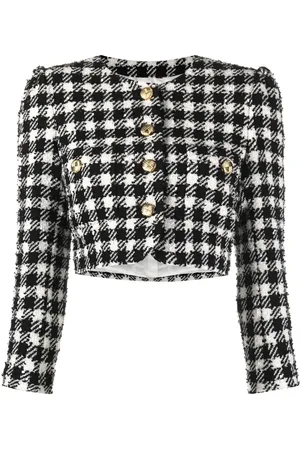 Alessandra Rich Veste Vichy crop en tweed