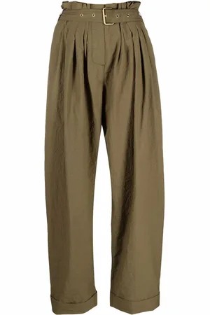 Balmain Pantalon de tailleur à taille haute froncée
