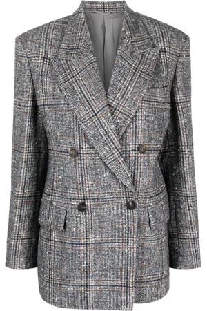 Brunello Cucinelli Blazer en laine mélangée à boutonnière croisée