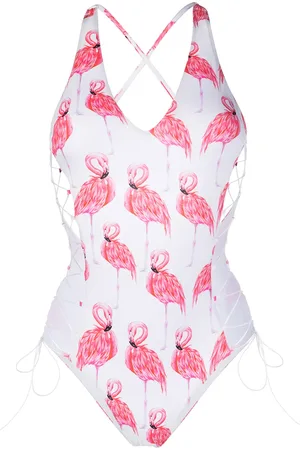 Noire Swimwear Maillot de bain à imprimé Flamingo