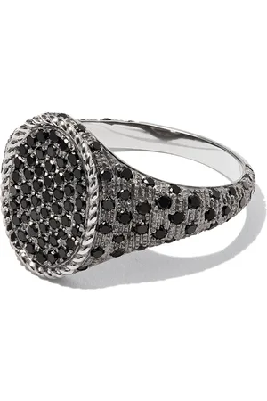 YVONNE LÉON Chevalière en or blanc 18 ct sertie de diamants