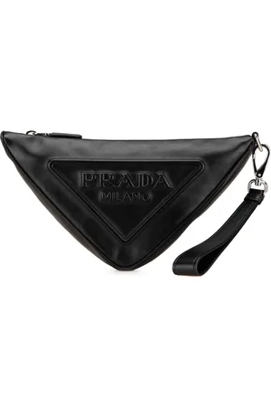 Prada Pochette Grace Lux Triangle Wristlet à logo embossé (2013-2024)