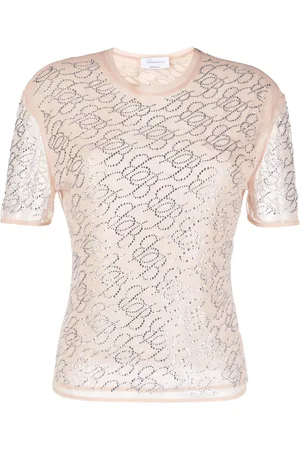 BLUMARINE T-shirt à logo strassé