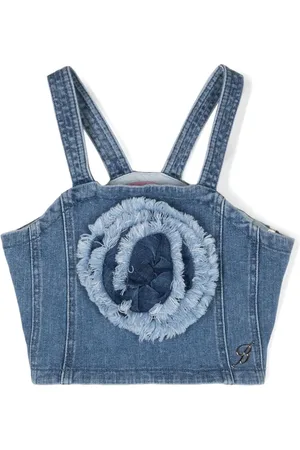 MISS BLUMARINE Haut crop à appliques fleurs