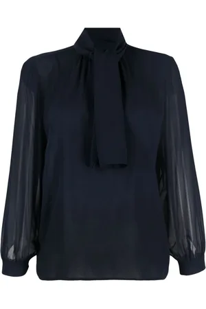 Saint Laurent Blouse à transparent à col lavallière (années 1970)