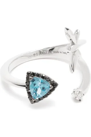 ANAPSARA Bague Micro Trinity en or blanc 18ct serti de topaze et de diamants