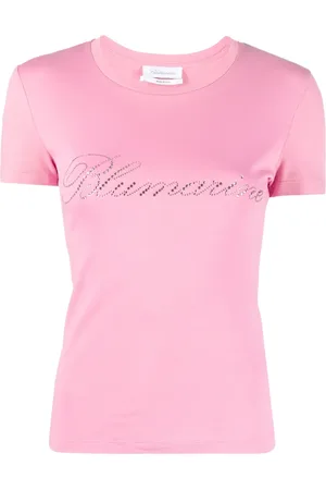 BLUMARINE T-shirt en coton à logo strassé