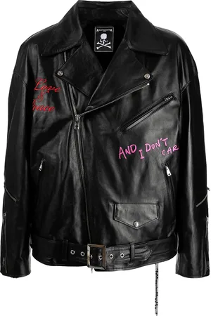 MASTERMIND Veste en cuir à broderies