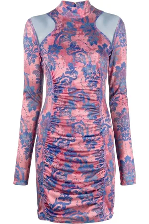 VERSACE Robe courte froncée à motif cachemire