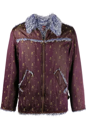 Jean Paul Gaultier Veste zippée à col fourré et broderies