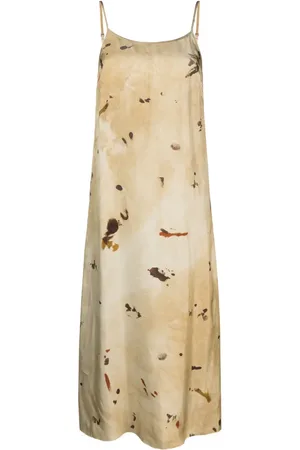 UMA WANG Robe mi-longue à imprimé abstrait