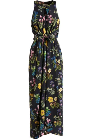 Bally Robe mi-longue en soie à fleurs