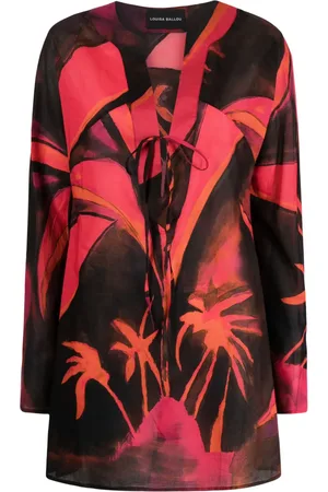 Louisa Ballou Robe de plage en coton à fleurs