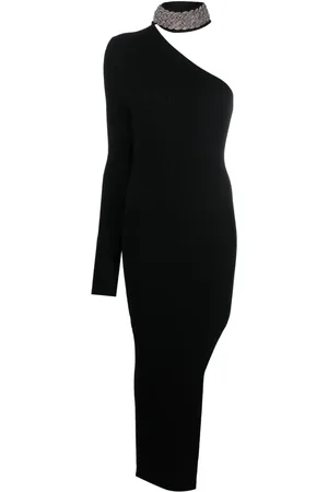 GIUSEPPE DI MORABITO Robe nervurée ornée de perles à design asymétrique