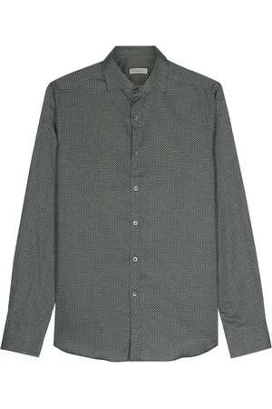 CANALI Chemise en coton à motif géométrique
