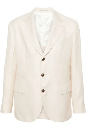 Brunello Cucinelli Blazer en lin mélangé à simple boutonnage
