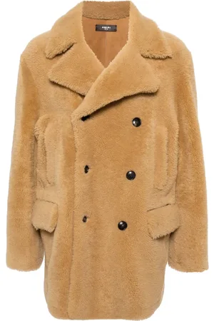AMIRI Manteau croisé en peau lainée