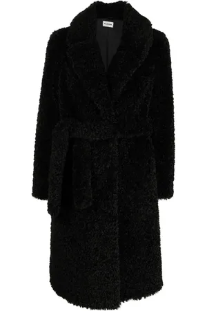 P.A.R.O.S.H. Manteau en peau lainée artificielle à taille ceinturée