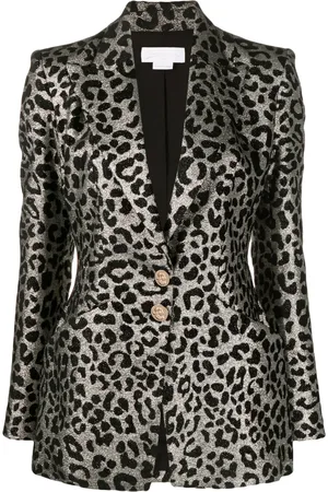 GENNY Blazer boutonné à motif léopard en jacquard