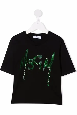 Msgm T-shirt crop à logo brodé de sequins