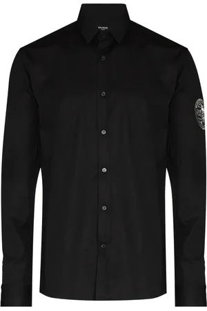 Balmain Chemise en popeline à patch logo