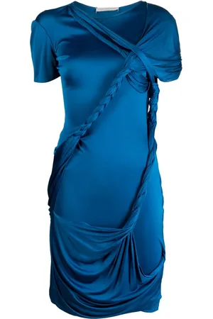 Alexander McQueen Satiné robe courte drapée à détail tressé (années 2010)
