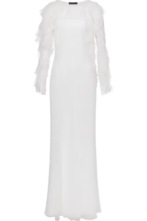 Alberta Ferretti Robe longue en soie à volants