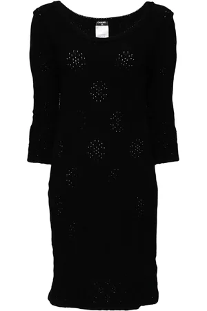 CHANEL Robe évasée en maille à col bateau (2000)